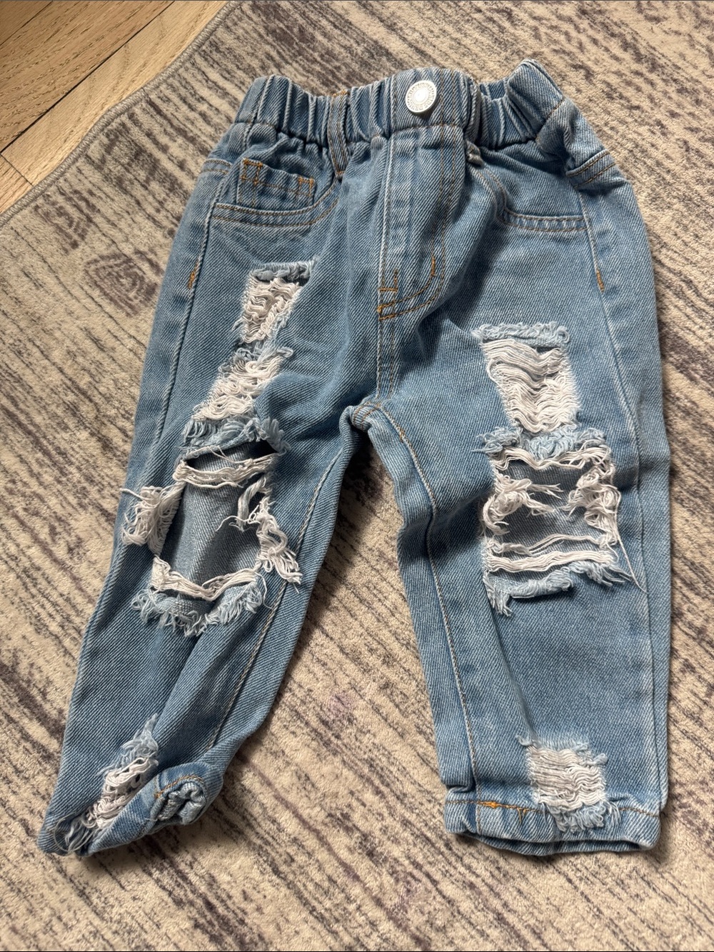 Kids Distressed Light Blue Denim Jogger Pants